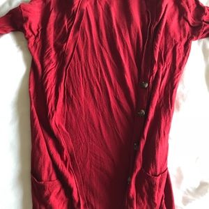 red button cardigan
